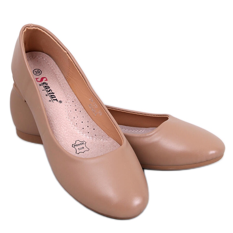 Seastar Ballet flats with a beige-khaki leather insert