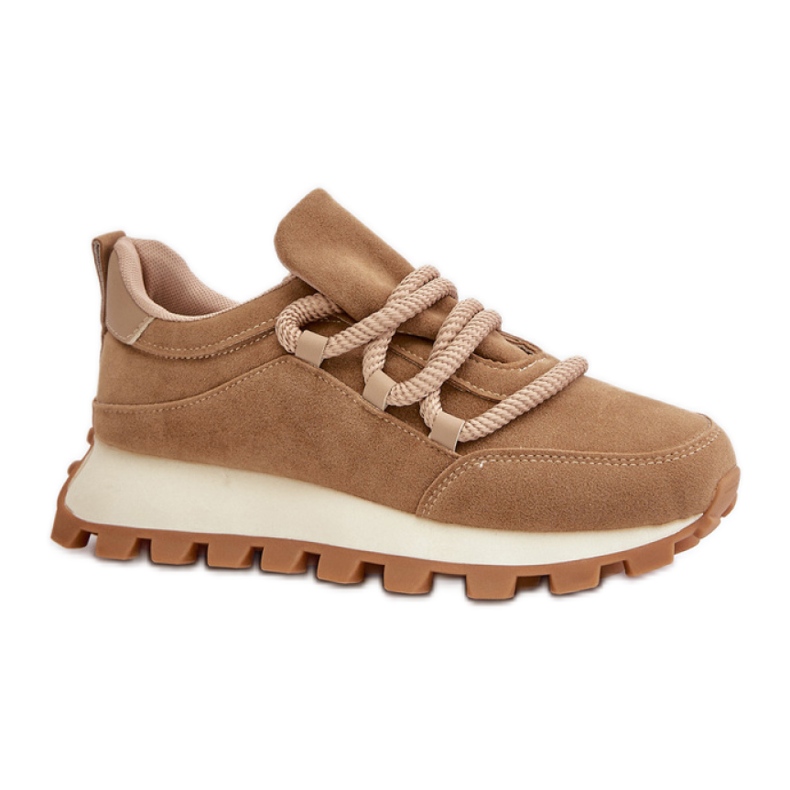 Suede Sports Shoes With Thick Lacing brown