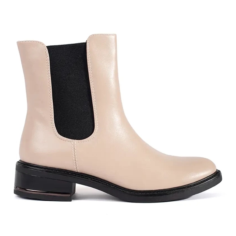 Light beige Chelsea boots with an elastic insert