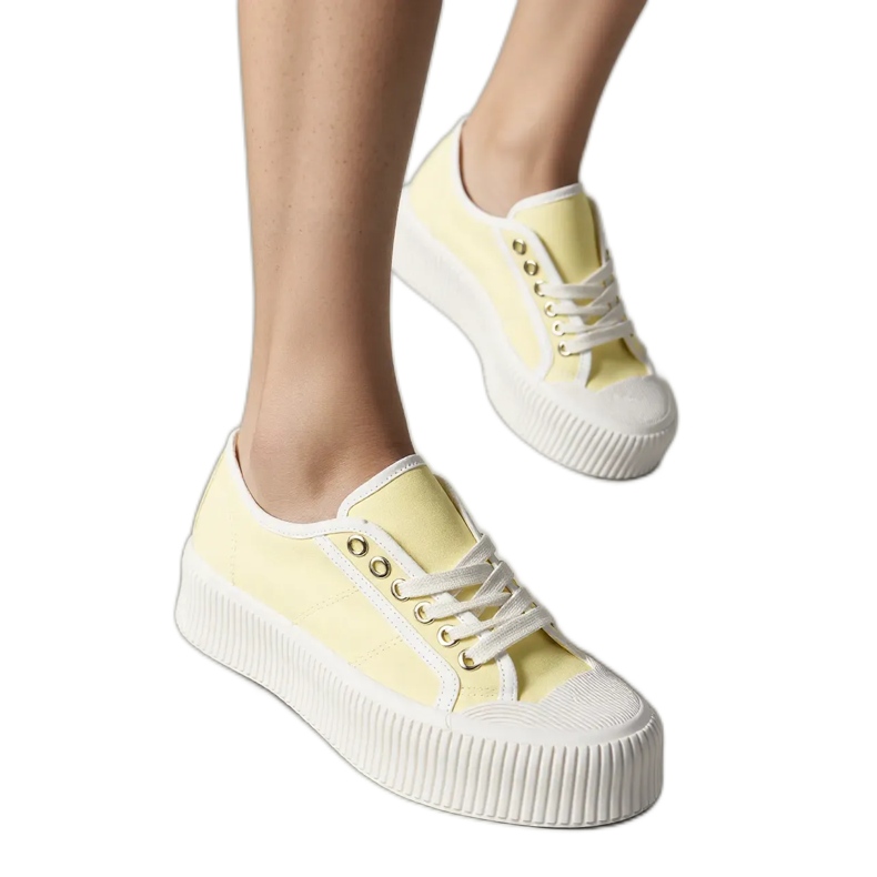 Yellow women's platform sneakers