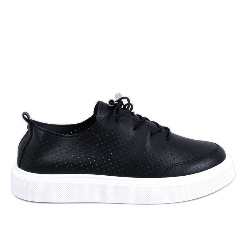 Openwork sneakers made of eco-leather, black Openwork sneakers made of eco-leather, black