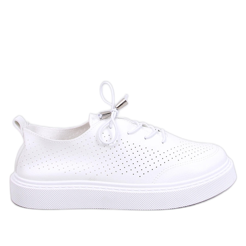 White openwork sneakers made of eco-leather