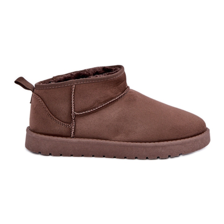 Brown Eco Suede Low Snow Boots