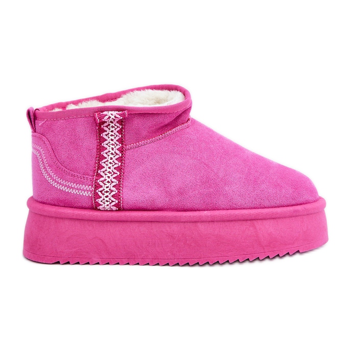 Pink Platform Snow Boots With Pattern