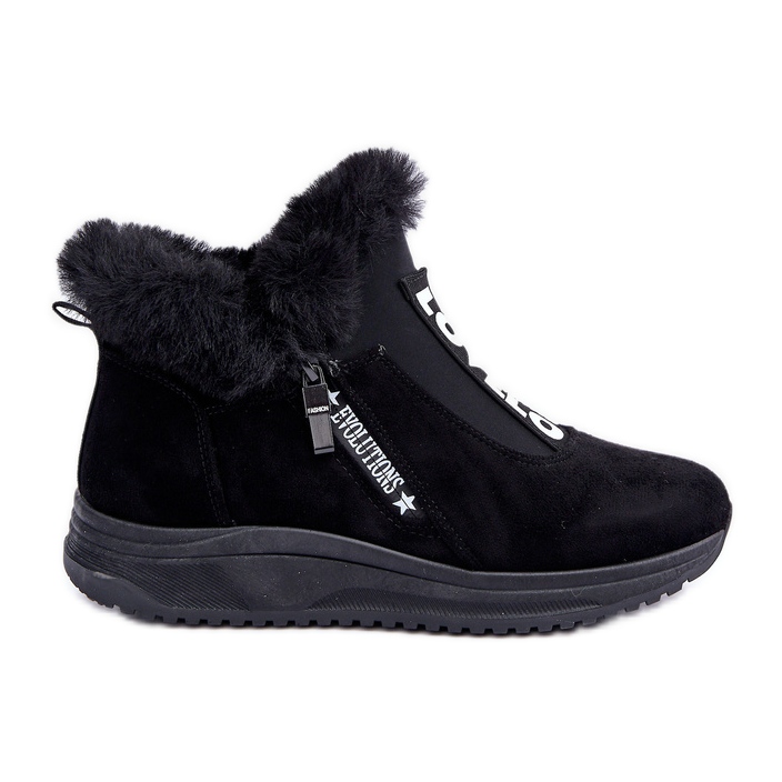 Women's Sneakers Ankle Boots With Fur, Black