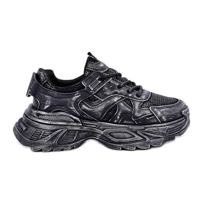 Women's Sneakers with Distresses on the Platform, Black