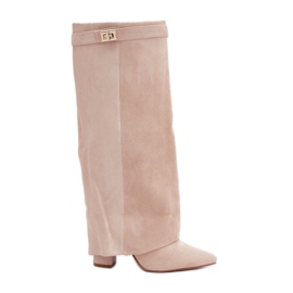 Women's Over-the-Knee High Heel Boots, light beige Women's Over-the-Knee High Heel Boots, light beige