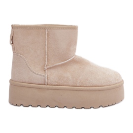 Women's Platform Snow Boots, Light Beige