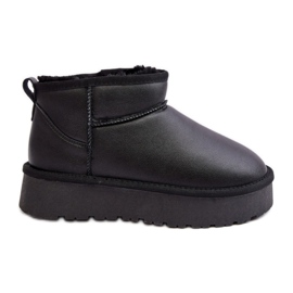 Black Leather Snow Boots With Fur Lining Black Leather Snow Boots With Fur Lining