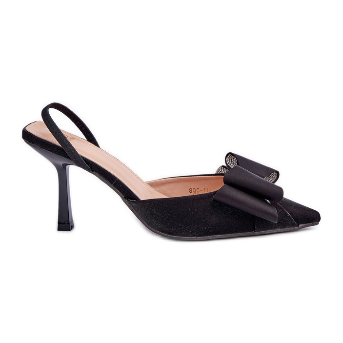 Black fabric high heels with a bow Black fabric high heels with a bow