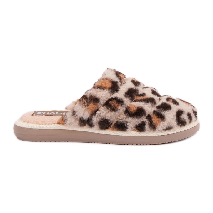 Leopard Women's Fur Slippers Inblu EK000008 Beige