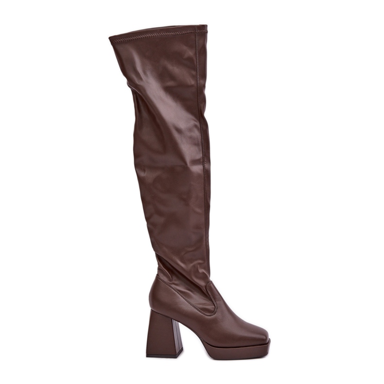 Fitted Over-the-Knee Boots, Dark Brown
