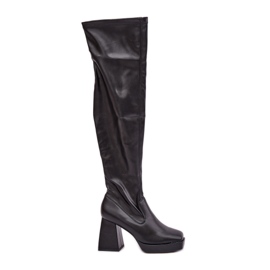 Fitted Over-the-Knee Boots, Black