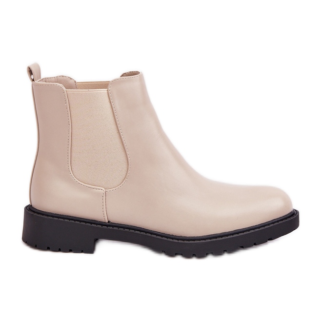 Women's Chelsea boots on a flat heel, beige