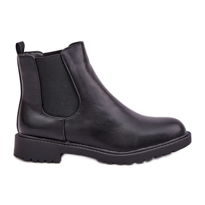 Women's Chelsea boots with a flat heel, black