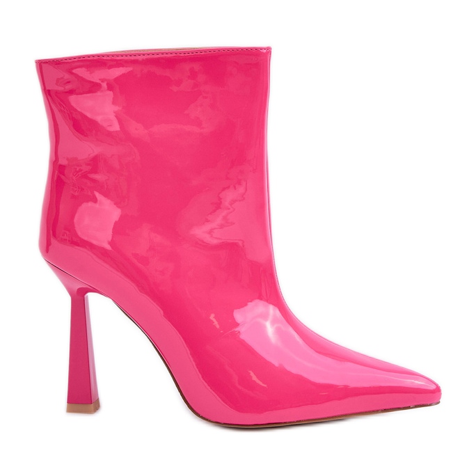 Patent high-heeled slip-on ankle boots, Fuchsia pink