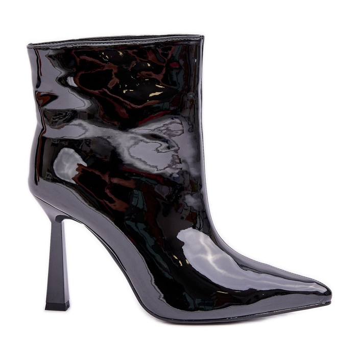 Black Patent Slip-On Ankle Boots