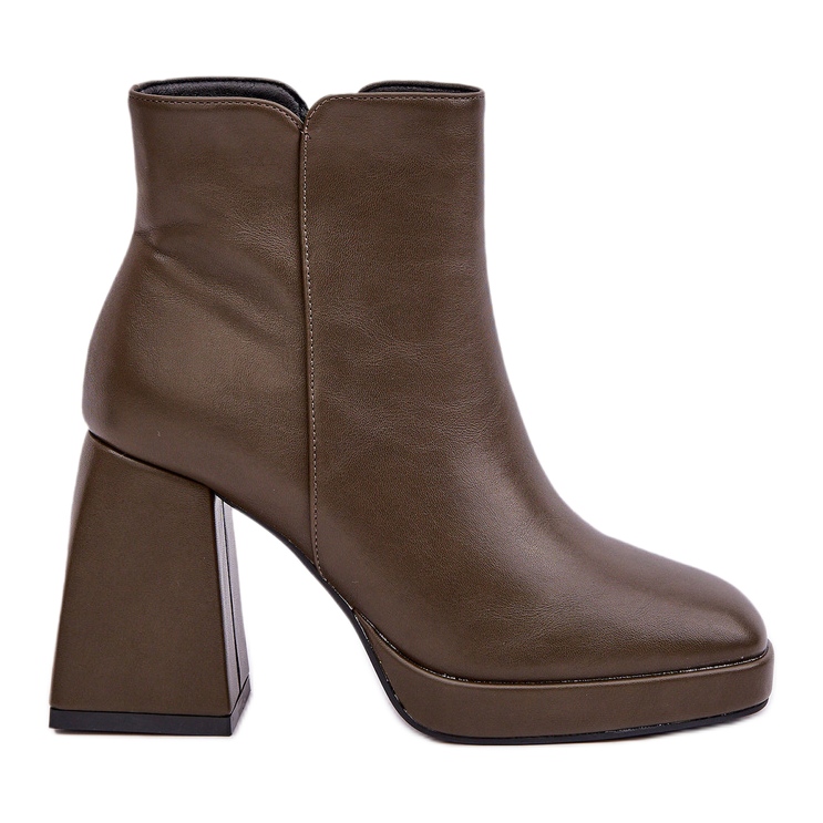 Eco Leather High Heel Ankle Boots, Dark Green