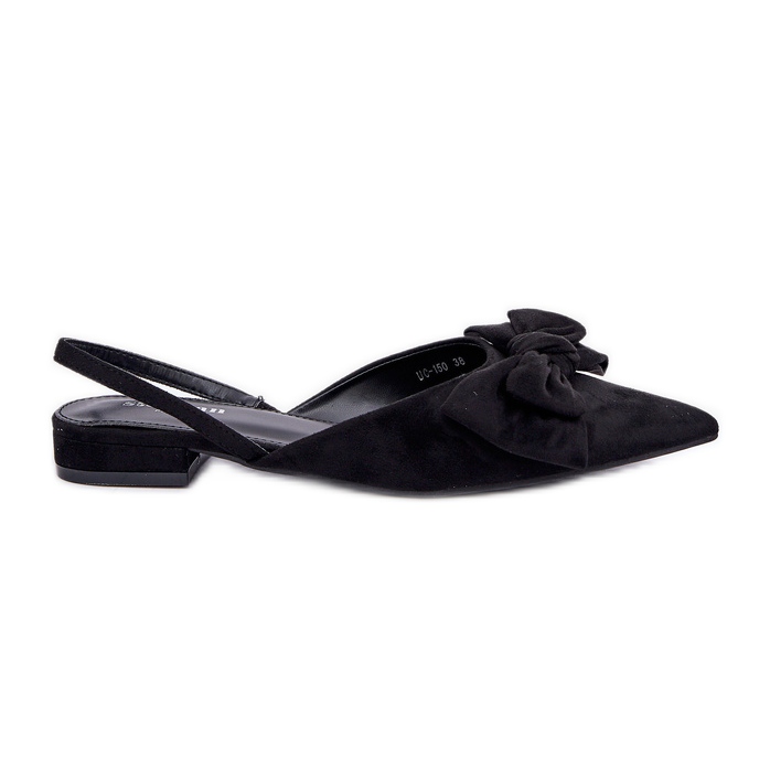 Black Lotiara ballet flats with pointed toes and a bow