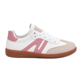 Women's Low Sneakers Made of Eco Leather, White and Pink Navidemi Women's Low Sneakers Made of Eco Leather, White and Pink Navidemi