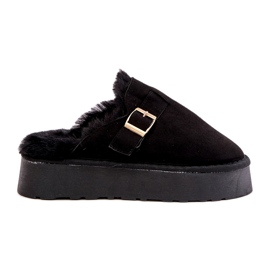 Women's slippers on a thick sole with fur and clamp black Women's slippers on a thick sole with fur and clamp black
