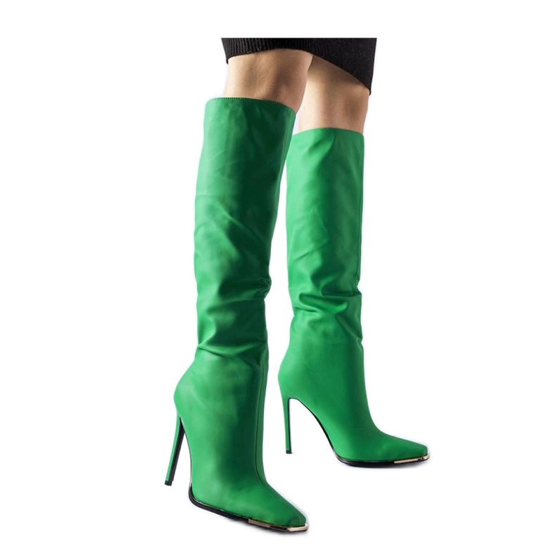Solea Green boots with a high heel