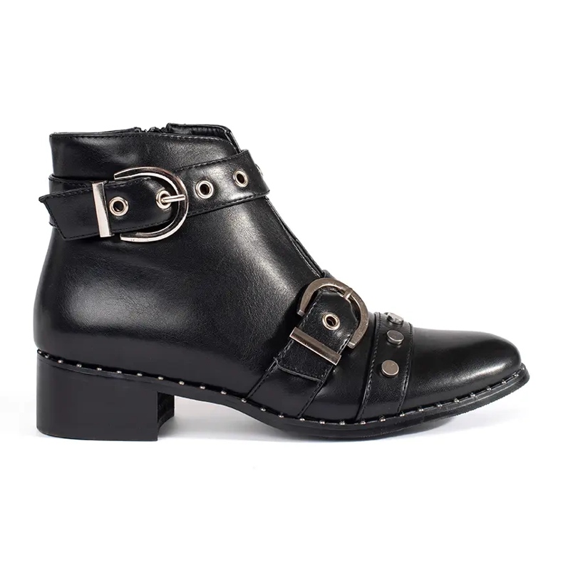 Seastar Black ankle boots with cutouts and decorations