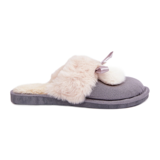 Women's Slippers With Fur, Gray grey