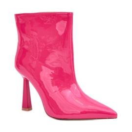Ladies' pink patent ankle boots with a high heel Ladies' pink patent ankle boots with a high heel