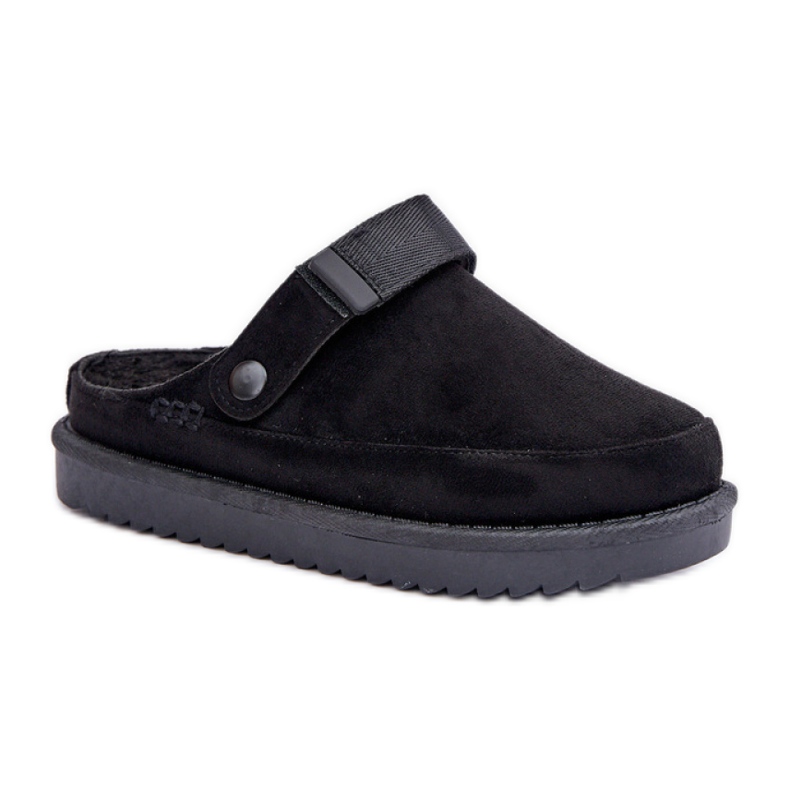 Women's black platform slippers