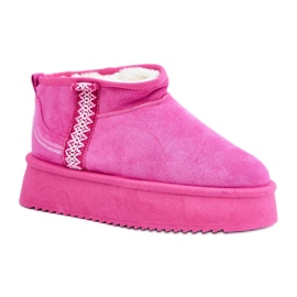 Women's pink suede platform snow boots