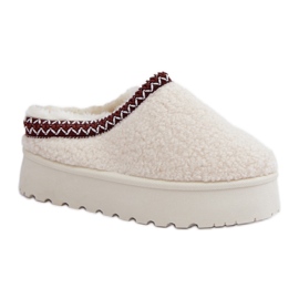 Women's beige platform snow boots