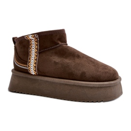 Women's platform snow boots, suede, dark green