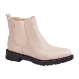 Women's beige Chelsea boots with a flat heel
