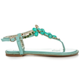 Vices Mint crystals lacquered sandals green