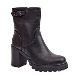 Elegant women's black high-heeled ankle boots