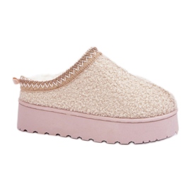 Women's beige platform snow boots