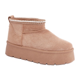 Women's platform snow boots, beige suede
