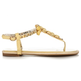 Vices Lacquered yellow crystals sandals