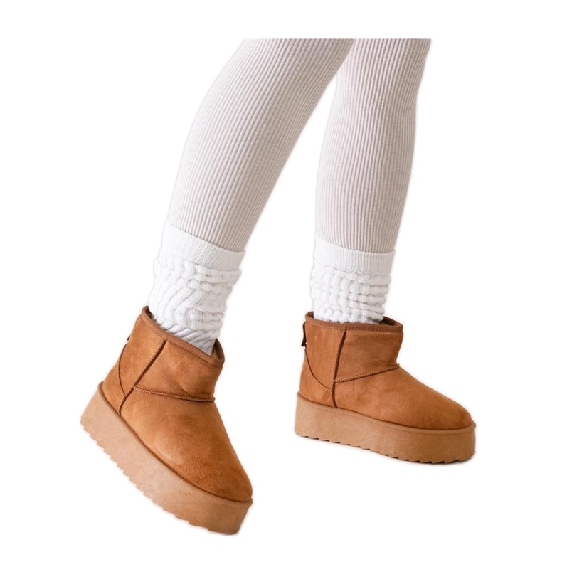 Brown casual snow boots with a high platform Thaisa - Solea