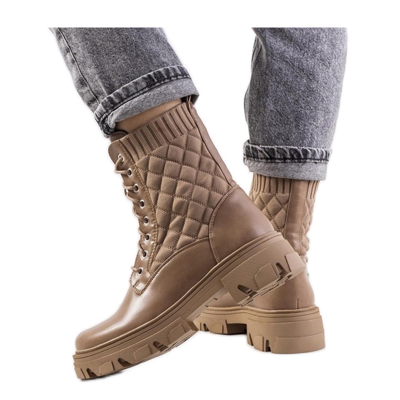 Brown ankle boots with a sock upper by Lujan - Solea