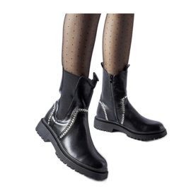 Black ankle boots decorated with zircons Anastasio - Solea