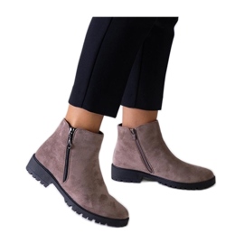 Brown boots with metal inserts, eco-suede Branda - Solea