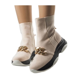Beige insulated ankle boots with Ulster chain - Solea
