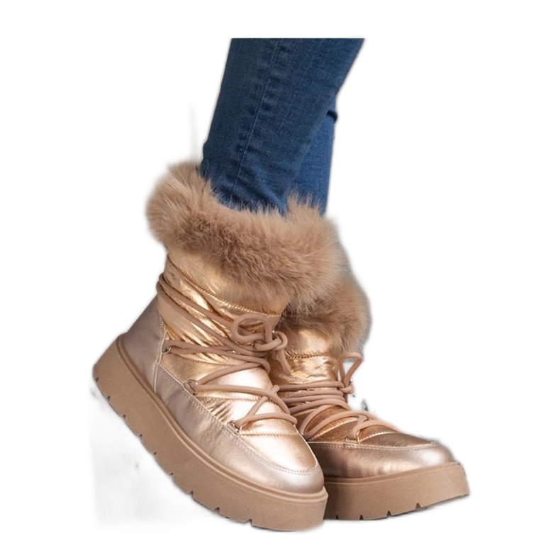 Beige insulated snow boots with fur Arilla - Solea