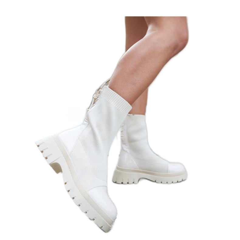 Beige patent sock ankle boots from Albertina - Solea