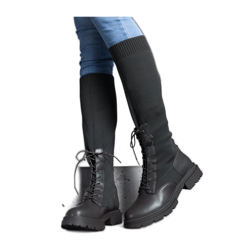 Green slip-on boots with a flexible material upper by Luana - Solea