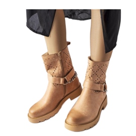 Beige openwork ankle boots with a chain from Procopio - Solea