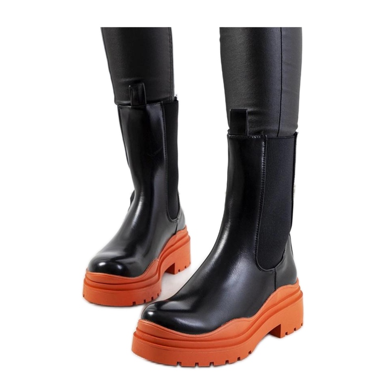 Black ankle boots with an orange sole Nester - Solea