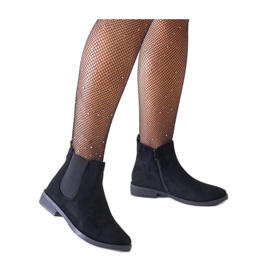 Black classic ankle boots with an elastic insert in eco-suede Maiza - Solea Black classic ankle boots with an elastic insert in eco-suede Maiza - Solea